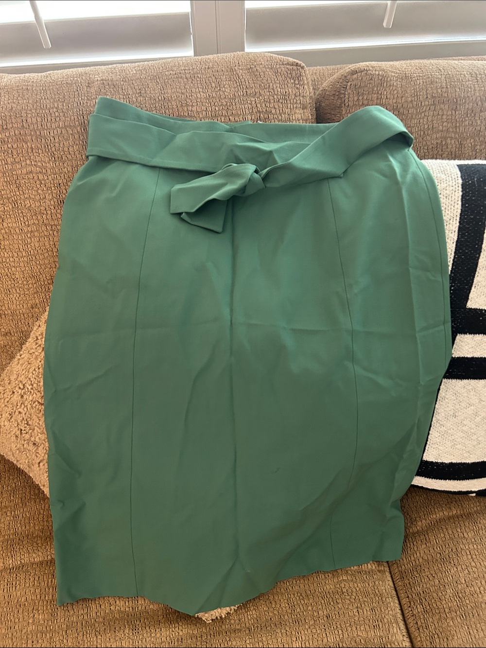J. Crew Green Tie-Front Pencil Skirt